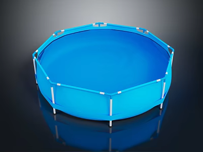 Blue Octagonal Above Ground Pool With Metal Frame And Durable Material For Outdoor Use 3d model