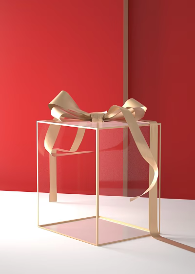 Transparent box ribbon gift box 3d model Transparent box ribbon gift box 3d model