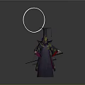 Traditional Ancient Style Figure With Tall Hat And White Circular Ring