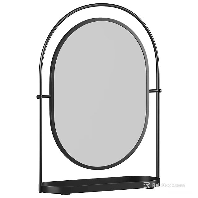 Elegant Oval Standing Mirror with Black Metal Frame for Home Interior Decor 3d model 