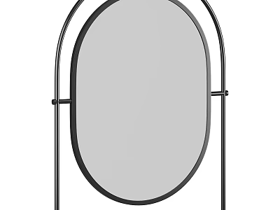 Elegant Oval Standing Mirror with Black Metal Frame for Home Interior Decor 3d model