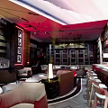 Stylish Modern Bar Interior With Leather Seats And Wooden Bar Counter