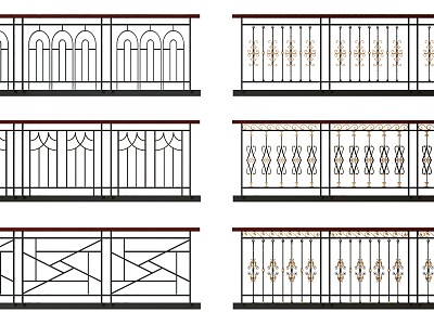 Modern Railing Wrought Iron Railing Combination model