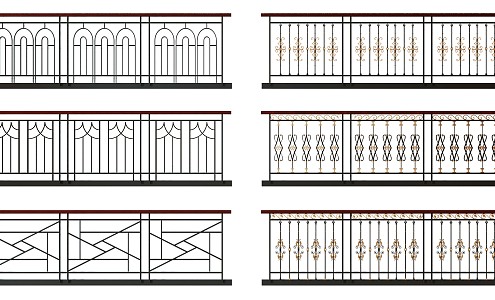 Modern Railing Wrought Iron Railing Combination 3d model