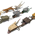 Various Wheelbarrows With Wooden Metal Frames And Assorted Design Styles