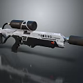 Futuristic Sci Fi Weapon With Silver Black Body Cylindrical Component And Barrel 3d model