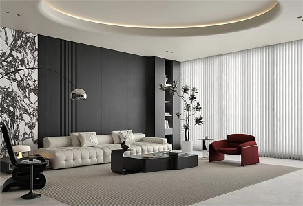 Modern Italian Home Living Room 3d model
