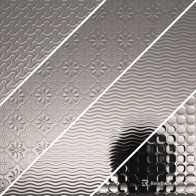 Decorative Metallic Room Partitions With Wavy Floral And Perforated Patterns 3d model 