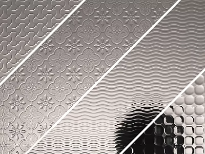 Decorative Metallic Room Partitions With Wavy Floral And Perforated Patterns 3d model