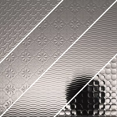 Decorative Metallic Room Partitions With Wavy Floral And Perforated Patterns 3d model
