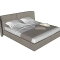 Modern Double Bed Featuring Leather Headboard White Sheets and Decorative Pillows 3d model