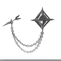Silver Decorative Weapon with Star Diamond Shaped Design Connected via Metal Chain and Arrow Part