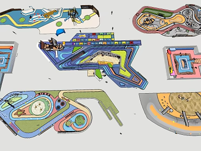 Colorful Creative Children's Play Area Design With Various Play Structures And Interactive Zones 3d model