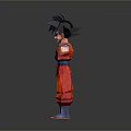 Anime Character 3D Model With Red Outfit Black Spiky Hair And Open Arms