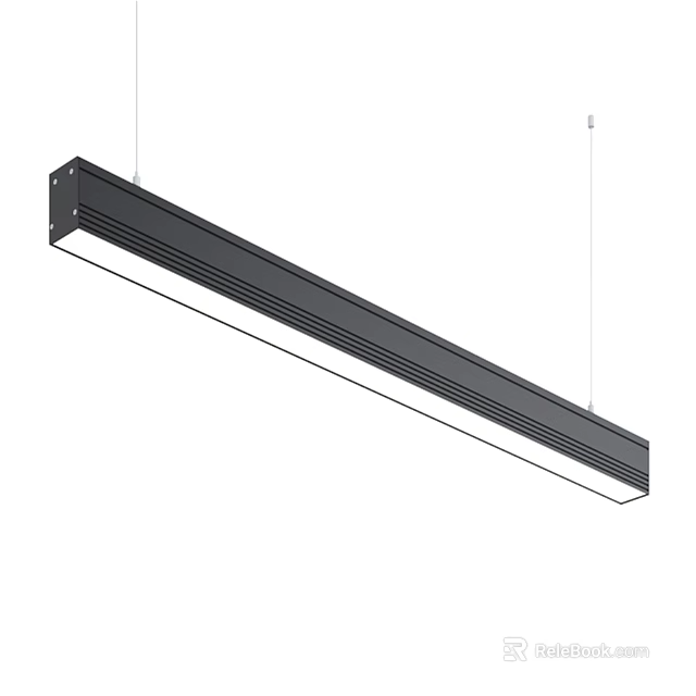 Modern Linear Pendant Light With Black Frame And White LED Lighting For Indoor Use 3d model 