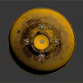 Modern Yellow Device With Long Metal Rod And Round Base Design