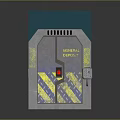 Industrial Metal Door For Mineral Deposit With Warning Stripes And Control Panel