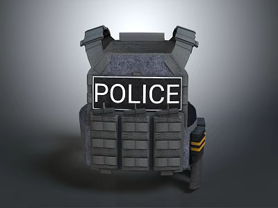 Tactical Military Style Police Vest with Protective Plates and POLICE Lettering 3d model