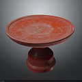 Red Round Pedestal Furniture With Glossy Surface And Elegant Tiered Base