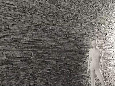 Building Exterior Wall With Natural Stone Texture And Stacked Brick Design 3d model