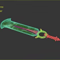 Green Weapon Blade With Copper Handle And Intricate Decorative Ring Design
