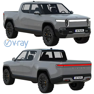 Rivian Electric Pickup Truck Vray Render With Front And Rear Exterior Design 3d model
