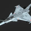 Gray Camouflage Fighter Jet With Cockpit And Military Wings Engine Design