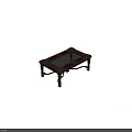 Classic Coffee Table With Dark Wood Frame Glass Top And Ornate Carved Legs