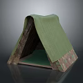 Tent Shaped Furniture With Green Top Cover Brown Textured Sides And Green Cushion Base