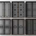 Sliding Doors With Various Decorative Patterns And Interior Design Styles 3d model