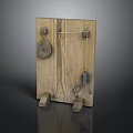 Wooden Mechanical Model With Pulley System String Weight And Stands