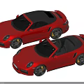 Red Convertible Sports Car With UK License Plate Black Wheels And Front Design Headlights