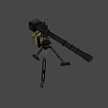 Tripod Mounted Multi Barrel Weapon Featuring Metal Frame And Cooling Grille 3d model