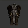 Detailed Armored Elephant With Metal Spikes Saddle And Red Decorative Accents