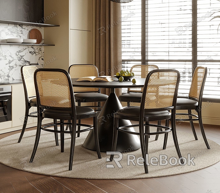 French Retro Dining Seat Combination model