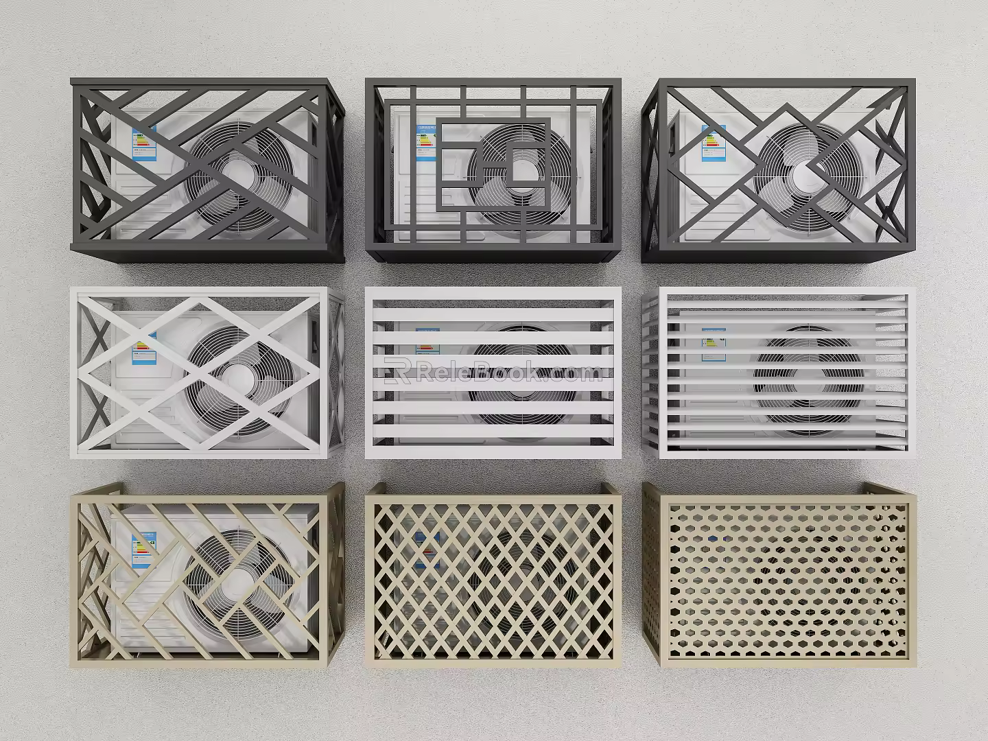 Air conditioner external unit Air conditioner rack External unit bracket Shutter grille Storage rack Shades Air conditioner external hood Protective cover 3d model