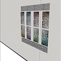 Decorative Wall Panel With Colorful Silver Purple Pink Brown Green Blue Rectangular Tiles 3d model
