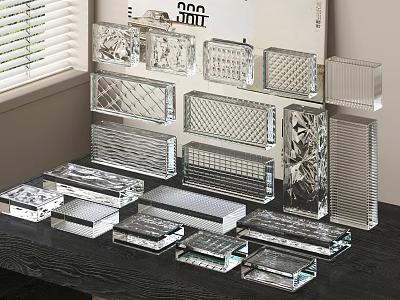 Stylish Transparent Glass Partitions With Various Textured Designs For Interior Decor 3d model