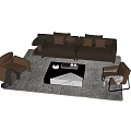 Modern Sofa And Coffee Table Set With Throw Pillows Armchairs And Rug 3d model