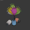 Colorful Balloons in Flower Shaped Arrangement With Different Colored Gas Canisters Below