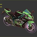 Sleek Green And Black Sport Motorcycle With Modern Streamlined Design And Windshield