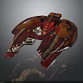 Red Brown Cosmic Spaceship 3D Model With Intricate Structure For Space Exploration