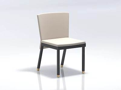 Modern Upholstered Dining Chair With Beige Seat Black Frame And Golden Feet 3d model