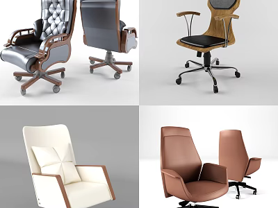 Ergonomic Modern Office Chair Designs With Leather Upholstery And Swivel Base 3d model