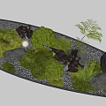 Green Moss On Silver Tray With Dotted Pattern Edge Ferns Stones And Small Lights