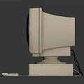 Vintage Computer With CRT Monitor Tower Keyboard Mouse Screen Blue Sky White Clouds Green Grass