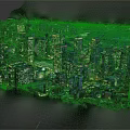 Dazzling City Night View with Illuminated Skyscrapers Lights and Flowing River