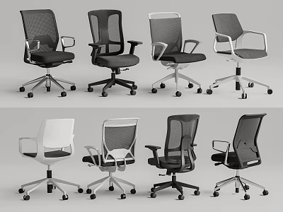 Modern Mesh Office Chairs With Various Designs And Color Options 3d model
