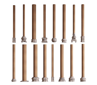 Chinese style solid wood pillar 3d model