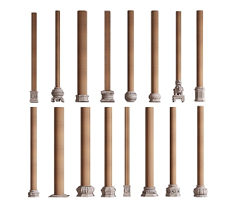 Chinese style solid wood pillar 3d model